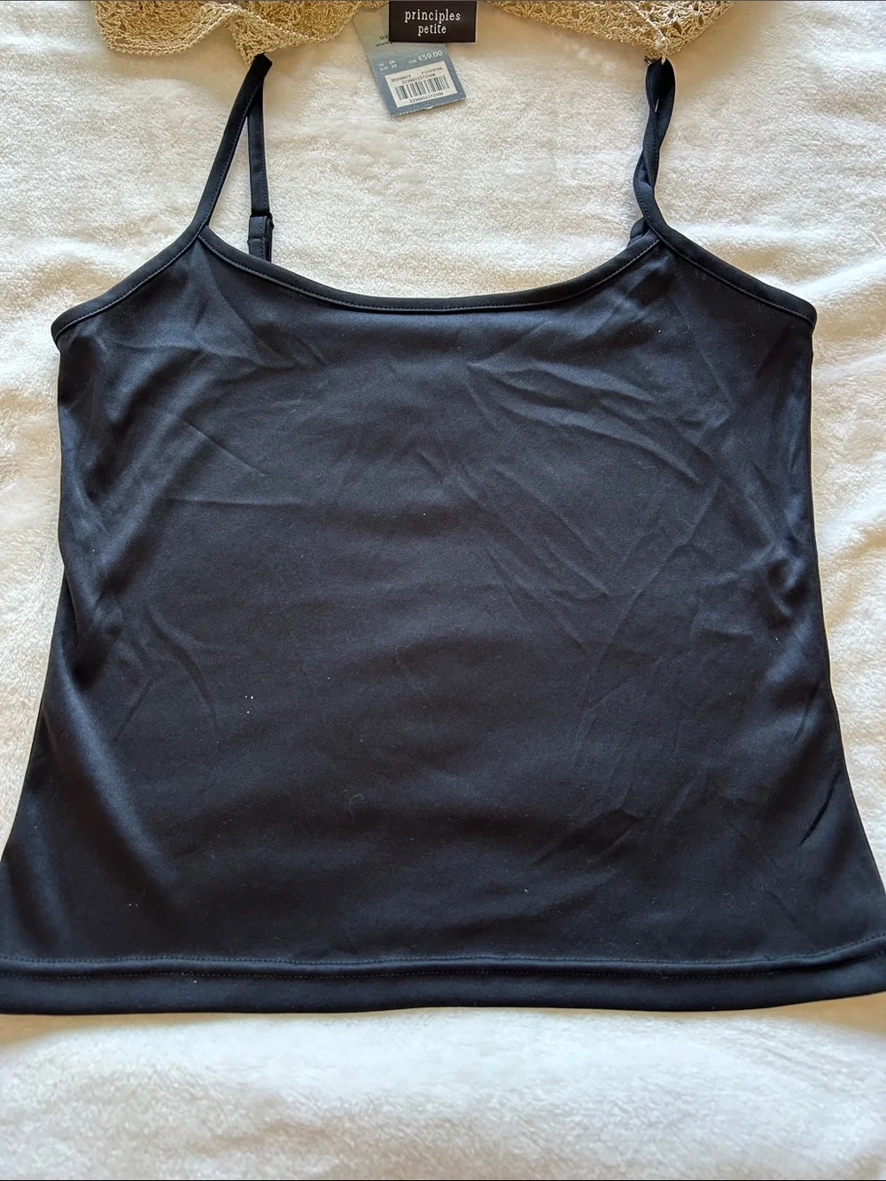 Principles Petite gold metallic V-Neck Top w/Sequin Belt & Black under cami. - Picture 4 of 11